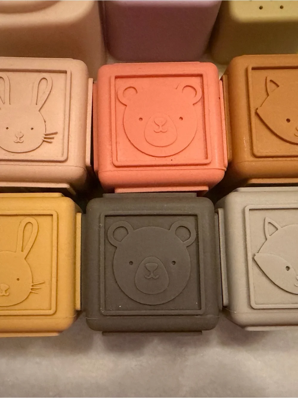Neutral Pastel Silicone Stacking & ABC Blocks Set - Unbranded